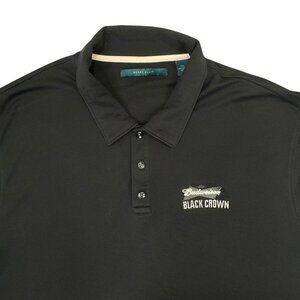 Budweiser Black Crown Polo Shirt Mens 2XL XXL Black Golf Soft Modal Perry Ellis